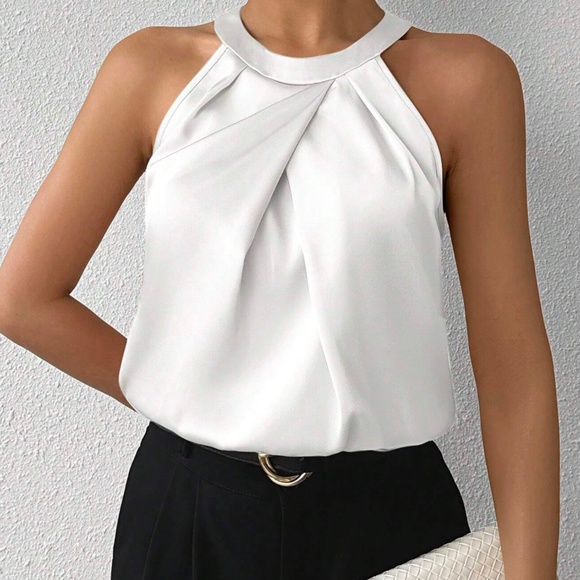 Classic Lavender Purple Satin Pleated Solid Tank Top - Picture 10 of 12